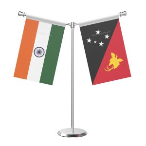 Y Shaped Papua New Guinea Table Flag With Stainless Steel Base And Pole