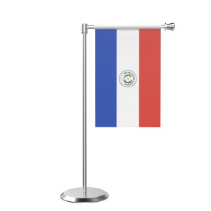 L Shape Table Paraguay Table Flag With Stainless Steel Base And Pole