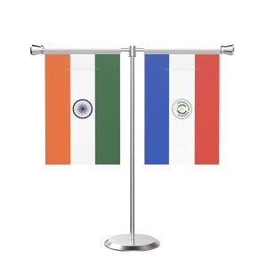 Paraguay T Shaped Table Flag with Stainless Steel Base and Pole