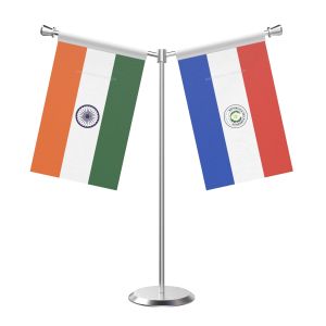 Y Shaped Paraguay Table Flag With Stainless Steel Base And Pole
