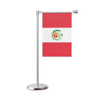 L Shape Table Peru Table Flag With Stainless Steel Base And Pole