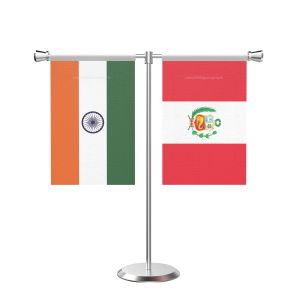 Peru T Shaped Table Flag with Stainless Steel Base and Pole