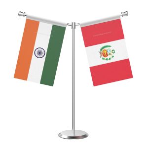 Y Shaped Peru Table Flag With Stainless Steel Base And Pole