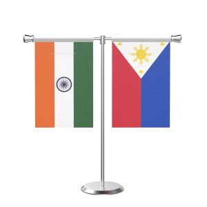 Philippines T Shaped Table Flag with Stainless Steel Base and Pole