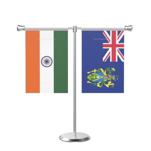 Picarin Islnads T Shaped Table Flag with Stainless Steel Base and Pole