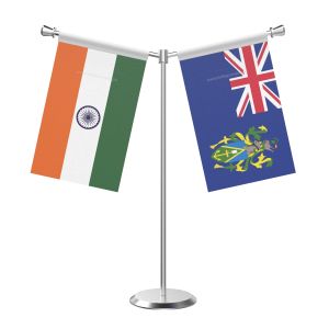 Y Shaped Picarin Islnads Table Flag With Stainless Steel Base And Pole