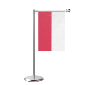 L Shape Table Poland Table Flag With Stainless Steel Base And Pole