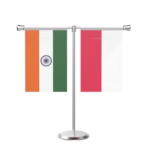 Poland T Shaped Table Flag with Stainless Steel Base and Pole