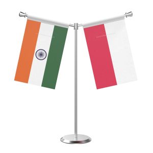 Y Shaped Poland Table Flag With Stainless Steel Base And Pole