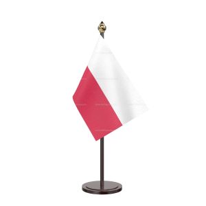 Poland Table Flag With Black Acrylic Base And Gold Top