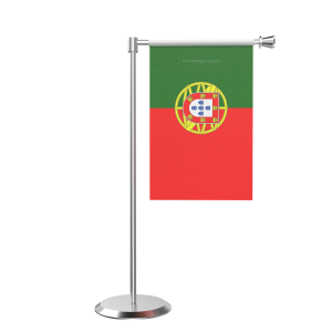 L Shape Table Portugal Table Flag With Stainless Steel Base And Pole