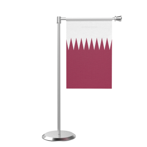 L Shape Table Qatar Table Flag With Stainless Steel Base And Pole