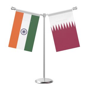 Y Shaped Qatar Table Flag With Stainless Steel Base And Pole