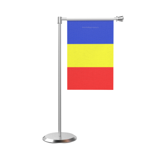 L Shape Table Romania Table Flag With Stainless Steel Base And Pole