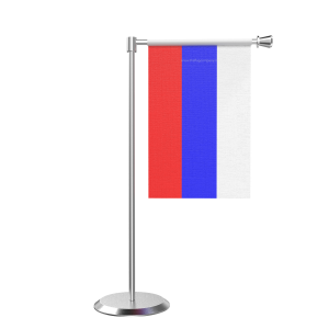 L Shape Table Russian Federation Table Flag With Stainless Steel Base And Pole