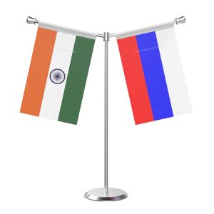 Y Shaped Russian Federation Table Flag With Stainless Steel Base And Pole