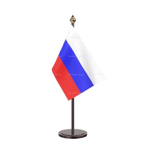 Russian Federation Table Flag With Black Acrylic Base And Gold Top