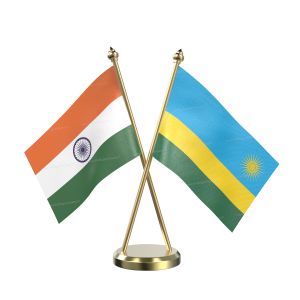 Rwanda Table Flag With Brass Base And Brass Pole