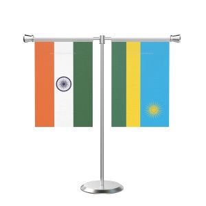 Rwanda T Shaped Table Flag with Stainless Steel Base and Pole