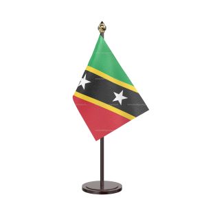 Saint Kitts And Nevis Table Flag With Black Acrylic Base And Gold Top