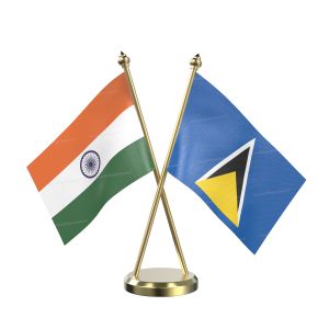Saint Lucia Table Flag With Brass Base And Brass Pole