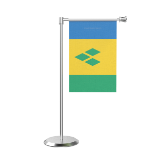 L Shape Table Saint Vincent And The Grenadines Table Flag With Stainless Steel Base And Pole