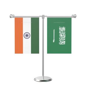 Saudi Arabia T Shaped Table Flag with Stainless Steel Base and Pole