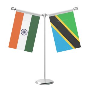 Y Shaped Tanzania Table Flag With Stainless Steel Base And Pole