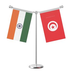 Y Shaped Tunisia Table Flag With Stainless Steel Base And Pole