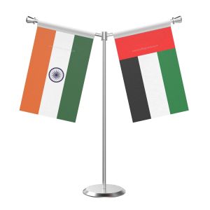 Y Shaped Uae Table Flag With Stainless Steel Base And Pole