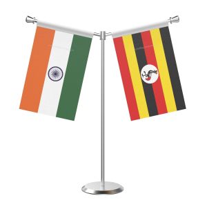 Y Shaped Uganda Table Flag With Stainless Steel Base And Pole