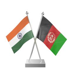 Afghanistan Table Flag With Stainless Steel Square Base And Pole