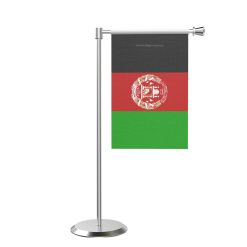 L Shape Table Afghanistan Table Flag With Stainless Steel Base And Pole