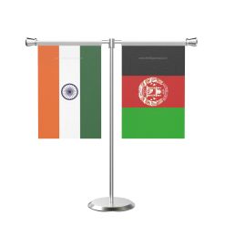 Afghanistan T shaped Table flag with Stainless Steel Base and Pole