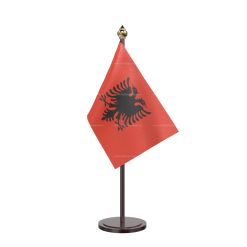 Albania Table Flag With Black Acrylic Base And Gold Top