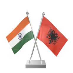 Albania Table Flag With Stainless Steel Square Base And Pole