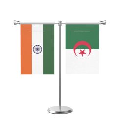 Algeria T Shaped Table Flag With Stainless Steel Base And Pole
