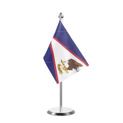 American Samoa Table Flag With Stainless Steel Base And Pole

