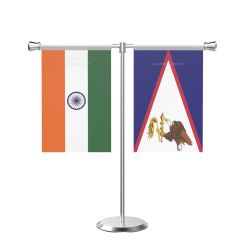 American Samoa T Shaped Table Flag With Stainless Steel Base And Pole