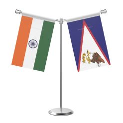 Y Shaped American Samoa Table Flag With Stainless Steel Base And Pole