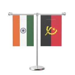 Angola T Shaped Table Flag With Stainless Steel Base And Pole

