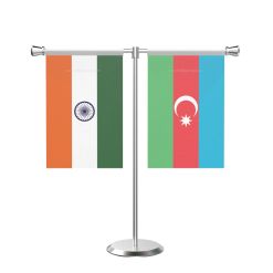 Azerbaijan T shaped Table Flag with Stainless Steel Base and Pole
