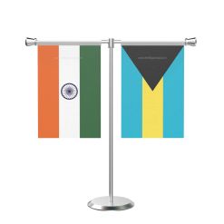 Bahamas T shaped Table Flag with Stainless Steel Base and Pole
