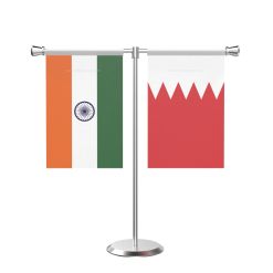 Bahrain T shaped Table Flag with Stainless Steel Base and Pole
