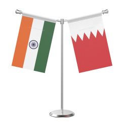 Y Shaped Bahrain Table Flag with Stainless Steel Base and Pole