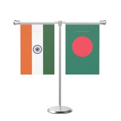 Bangladesh T shaped Table Flag with Stainless Steel Base and Pole
