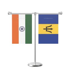 Barbados T shaped Table Flag with Stainless Steel Base and Pole
