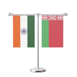 Belarus T shaped Table Flag with Stainless Steel Base and Pole