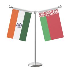 Y Shaped Belarus Table Flag with Stainless Steel Base and Pole
