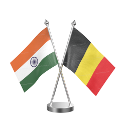 Belgium Table Flag With Stainless Steel Base And Pole